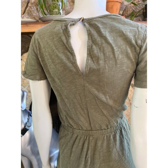 UpWest Short Sleeve V-Neck Green Cotton Jumpsuit with Pockets Size XS - Picture 4 of 8